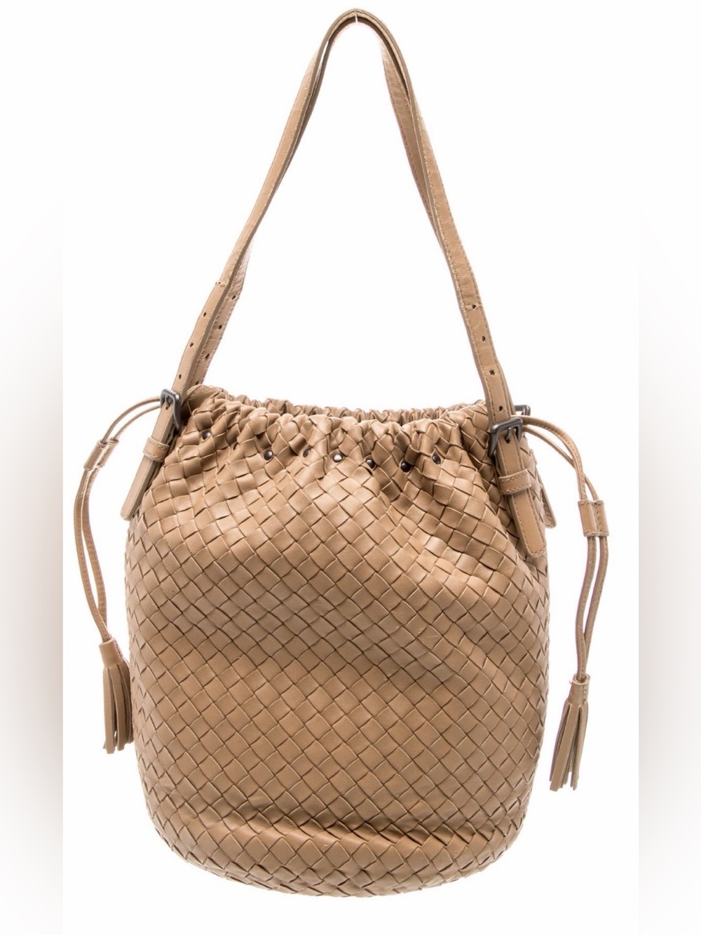 Bottega Veneta Intrecciato Cesta drawstring bucket leather bag Italy beige